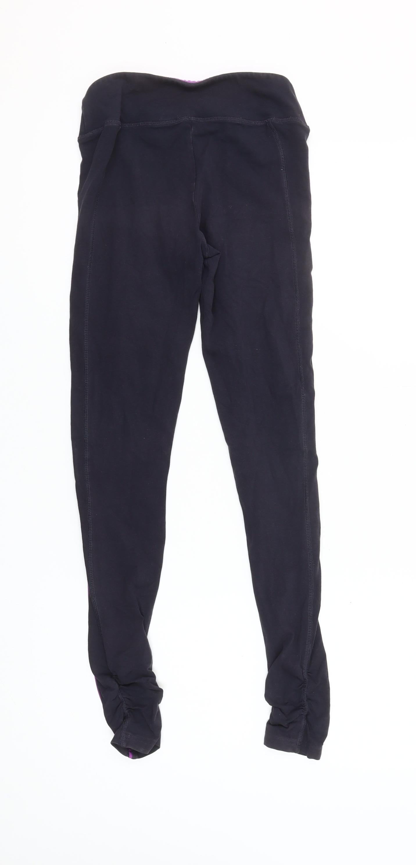 ELLESPORT Womens Black Purple Side Stripe Leggings S Stretch Gym Pants