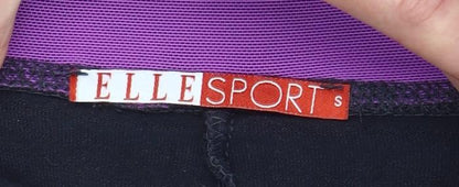 ELLESPORT Womens Black Purple Side Stripe Leggings S Stretch Gym Pants