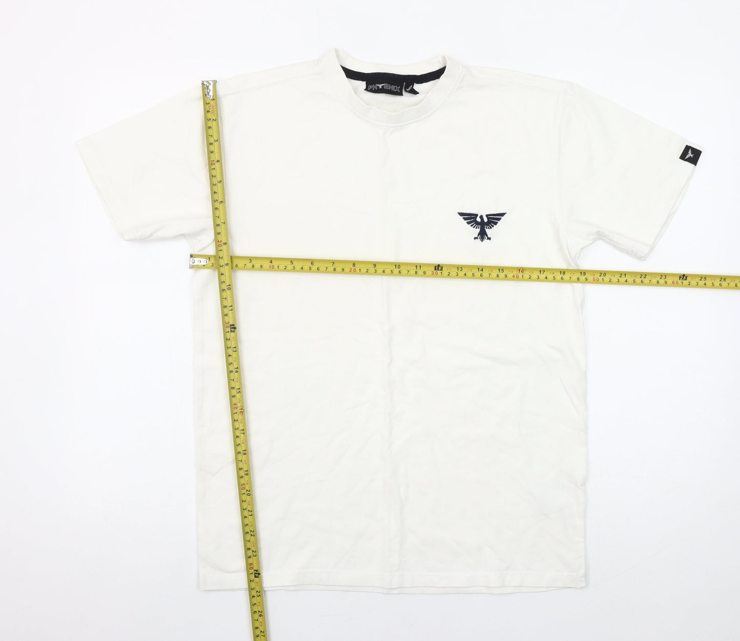 Phenix Men’s White Cotton Stretch Crew Neck Logo T-Shirt Size M
