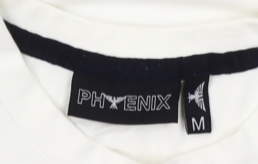 Phenix Men’s White Cotton Stretch Crew Neck Logo T-Shirt Size M