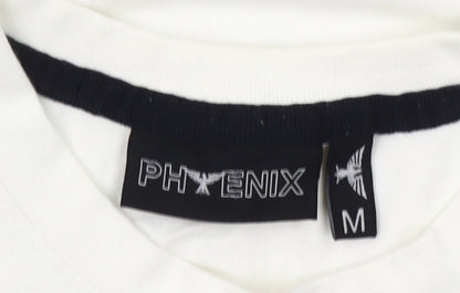 Phenix Men’s White Cotton Stretch Crew Neck Logo T-Shirt Size M