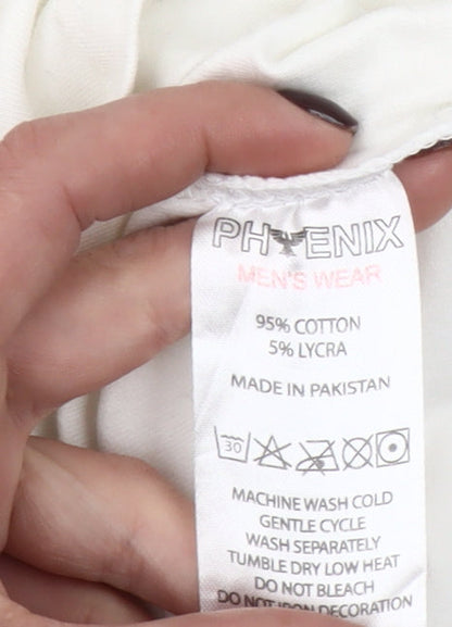 Phenix Men’s White Cotton Stretch Crew Neck Logo T-Shirt Size M
