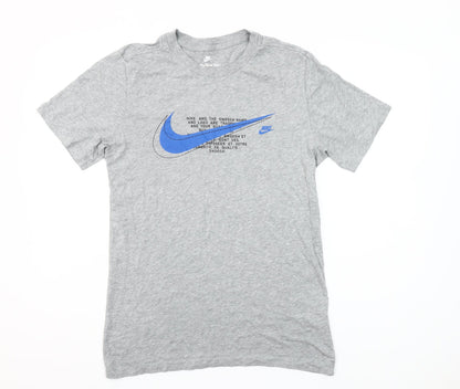 Nike Men's Grey Small Graphic Print Crew Neck T-Shirt