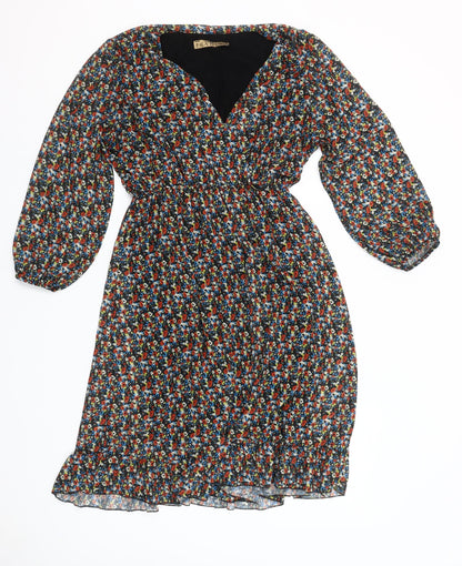 Pala D'Oro Women's Multicoloured Floral Fit & Flare Dress S