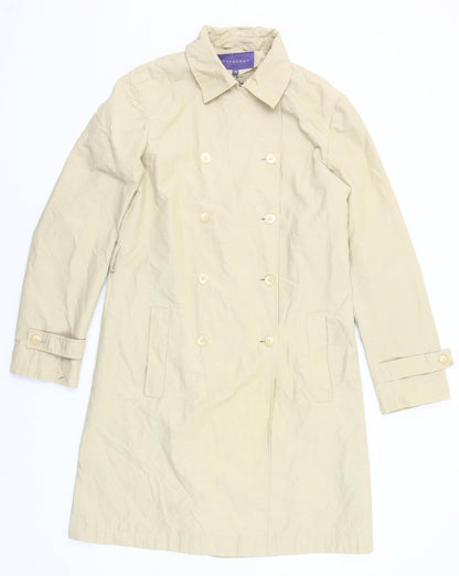 Autonomy Womens Beige Trench Coat Size 10 Classic Mid-Length Cotton Blend