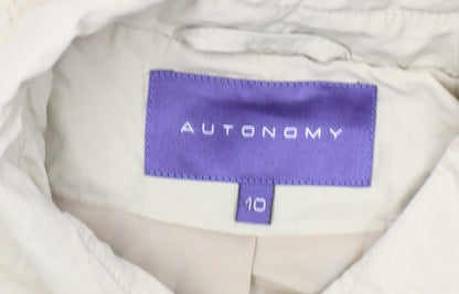 Autonomy Womens Beige Trench Coat Size 10 Classic Mid-Length Cotton Blend