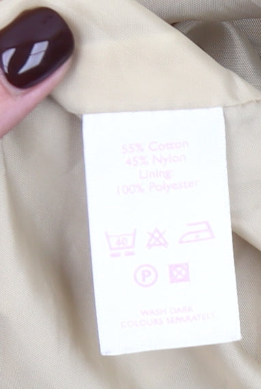 Autonomy Womens Beige Trench Coat Size 10 Classic Mid-Length Cotton Blend