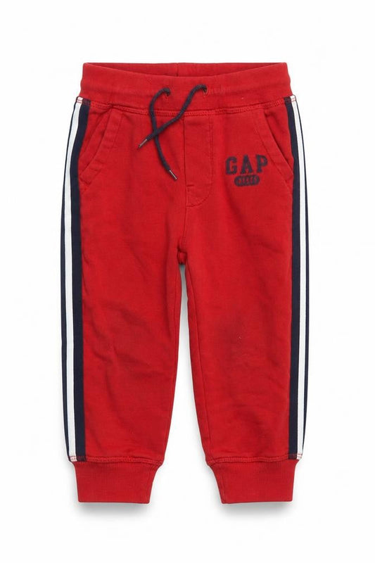 GAP Boys Red Jogger Sweatpants 2 Years Elastic Waist Side Stripe