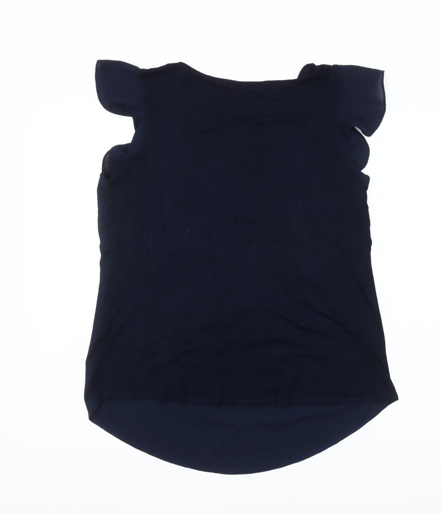 Dunnes Womens Navy Blue Sleeveless Ruffle Blouse Size S