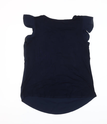 Dunnes Womens Navy Blue Sleeveless Ruffle Blouse Size S