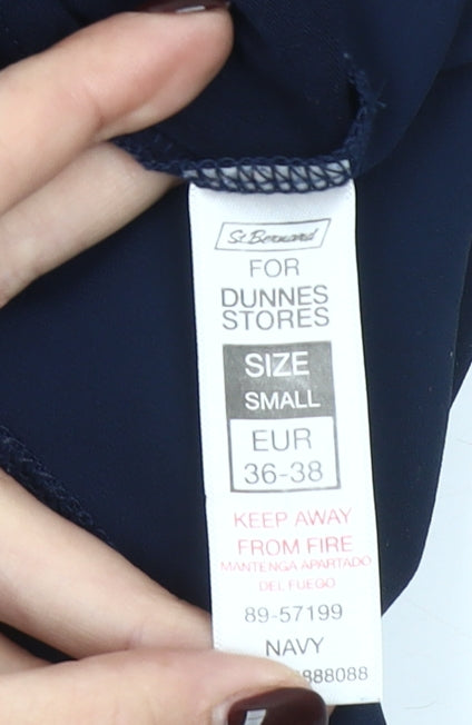 Dunnes Womens Navy Blue Sleeveless Ruffle Blouse Size S