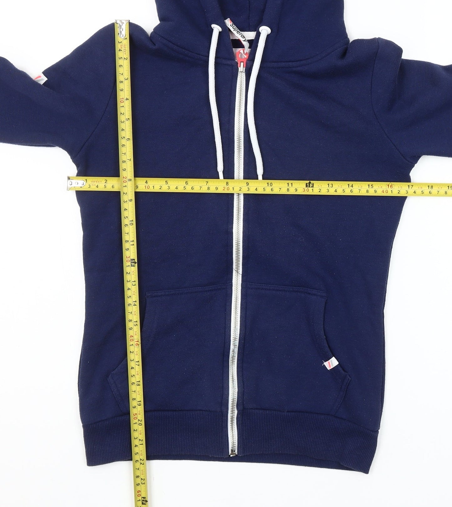 Superdry Women's Navy Full Zip Hoodie UK 8 - Athletic Fit