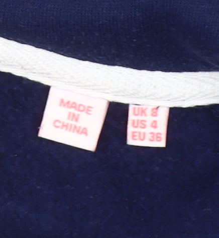 Superdry Women's Navy Full Zip Hoodie UK 8 - Athletic Fit