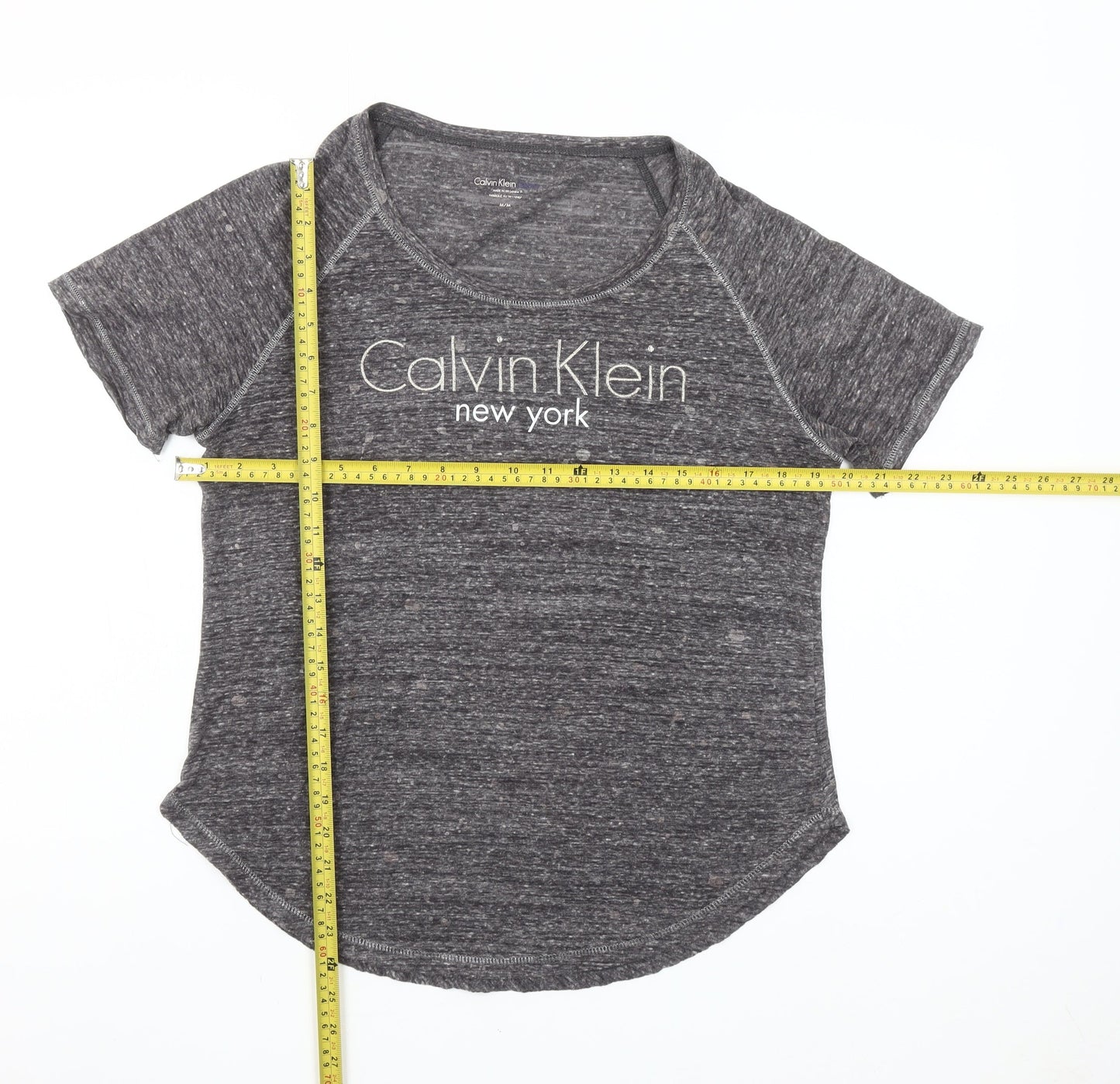 Calvin Klein Women’s Grey Logo Raglan Short Sleeve T-Shirt Size M
