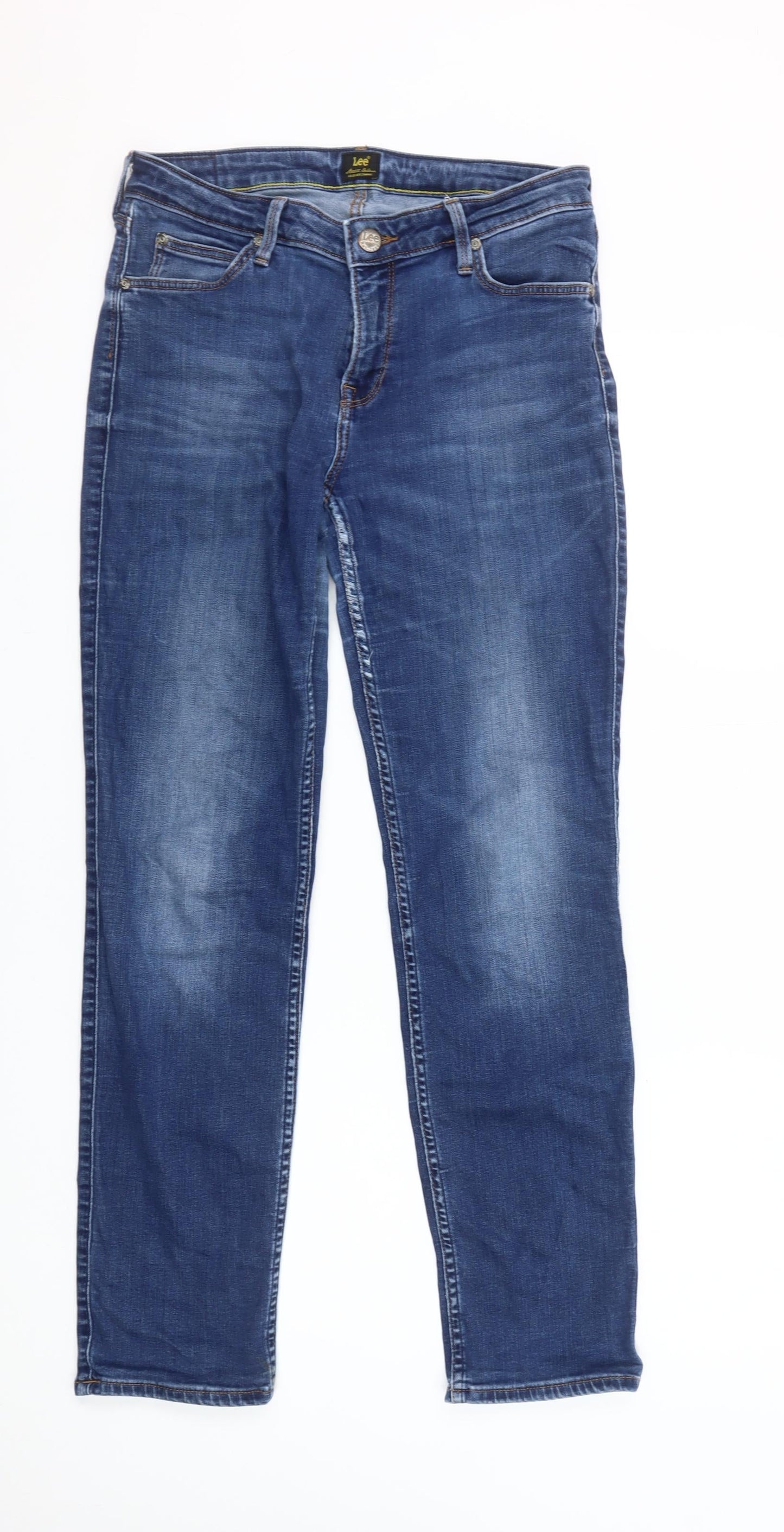 Lee Women Blue Marion Straight Leg Mid Rise Stretch Jeans Size 14