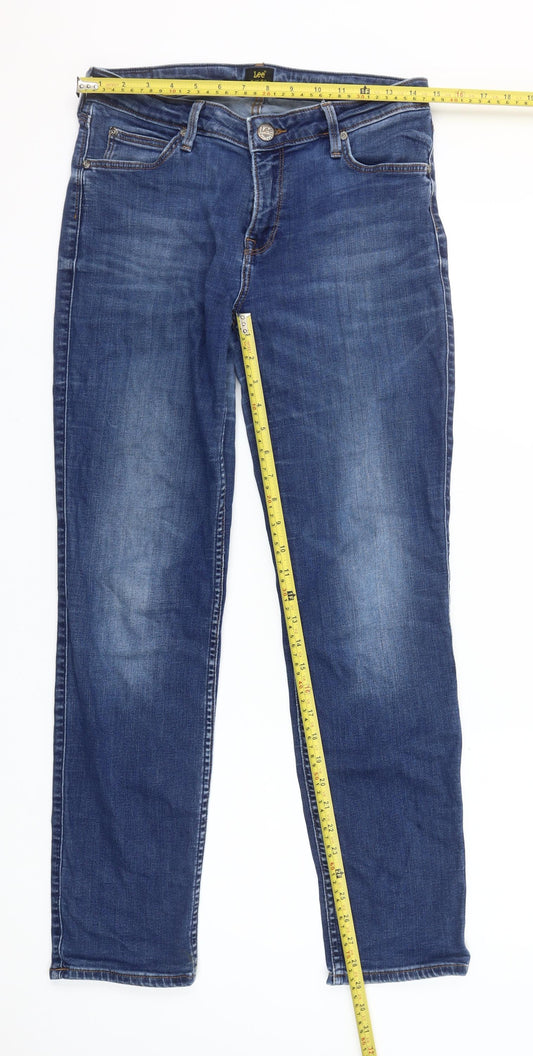 Lee Women Blue Marion Straight Leg Mid Rise Stretch Jeans Size 14