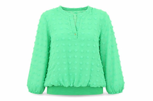 Front view of Gerard Women’s Green Chiffon Long Sleeve Tunic Blouse, size UK 14