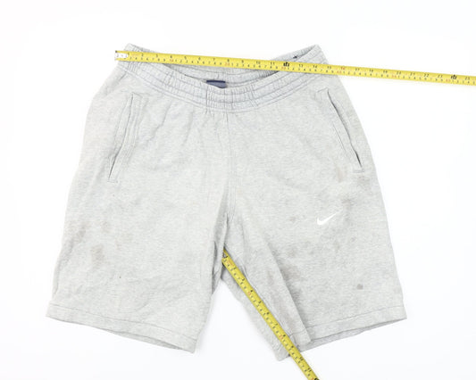 Nike Men's Grey M Sweat Shorts Casual Elastic Waist Logo