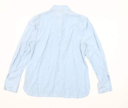 FREE/QUENT Women's Blue Ruffle Front Long Sleeve Blouse Size M