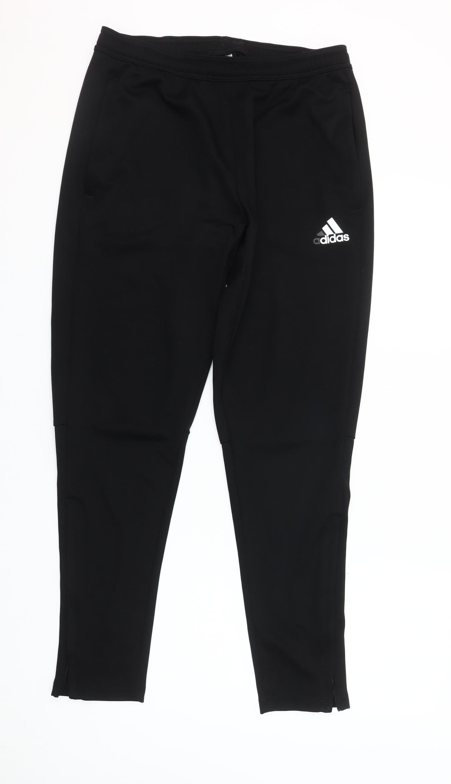 Adidas Men Black Jogger Trousers Size M Polyester Slim Fit