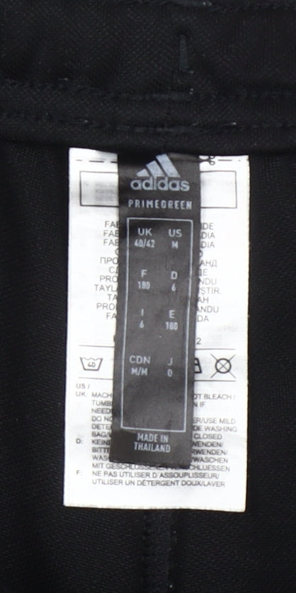 Adidas Men Black Jogger Trousers Size M Polyester Slim Fit