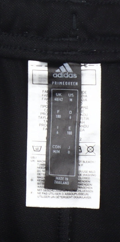 Adidas Men Black Jogger Trousers Size M Polyester Slim Fit