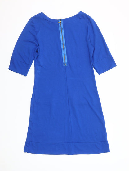 J’aime la Vie Paris Women’s Blue Shift Dress Size 12 Half Sleeve Zip Detail