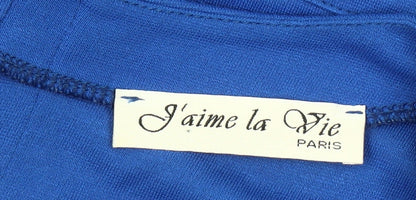 J’aime la Vie Paris Women’s Blue Shift Dress Size 12 Half Sleeve Zip Detail