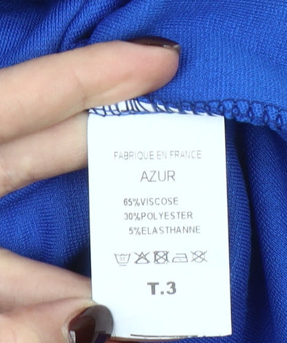J’aime la Vie Paris Women’s Blue Shift Dress Size 12 Half Sleeve Zip Detail