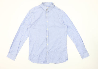 Jack & Jones Premium Men's Blue Striped Button-Up Shirt L