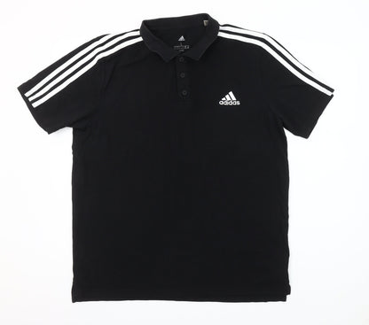 Adidas Men’s Black Polo Shirt Size L Short Sleeve Sports Cotton Blend