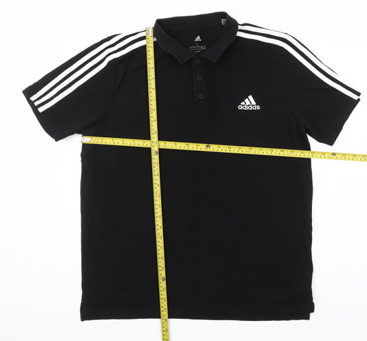 Adidas Men’s Black Polo Shirt Size L Short Sleeve Sports Cotton Blend