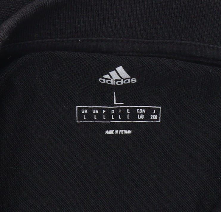 Adidas Men’s Black Polo Shirt Size L Short Sleeve Sports Cotton Blend