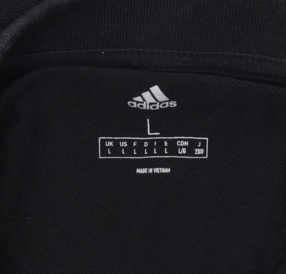 Adidas Men’s Black Polo Shirt Size L Short Sleeve Sports Cotton Blend