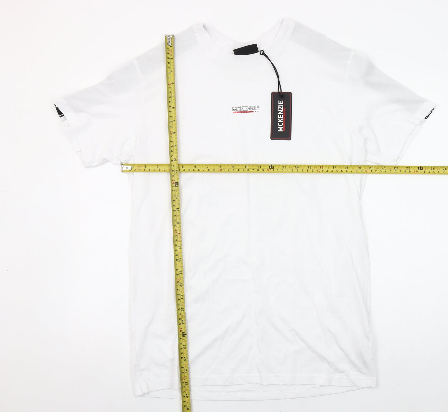 McKenzie Men's White Regular Fit Short Sleeve Crew Neck Cotton T-Shirt M