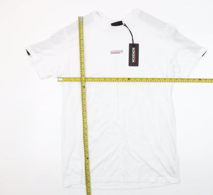 McKenzie Men's White Regular Fit Short Sleeve Crew Neck Cotton T-Shirt M