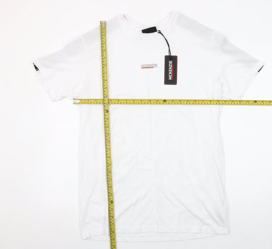McKenzie Men's White Regular Fit Short Sleeve Crew Neck Cotton T-Shirt M