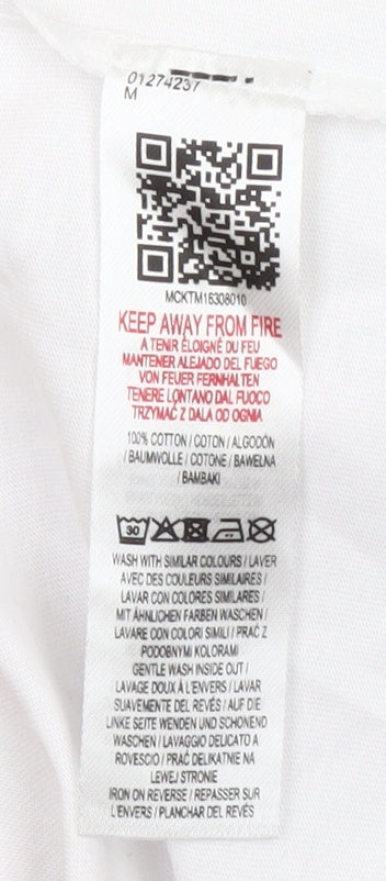 McKenzie Men's White Regular Fit Short Sleeve Crew Neck Cotton T-Shirt M