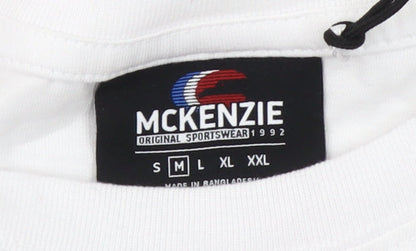 McKenzie Men's White Regular Fit Short Sleeve Crew Neck Cotton T-Shirt M