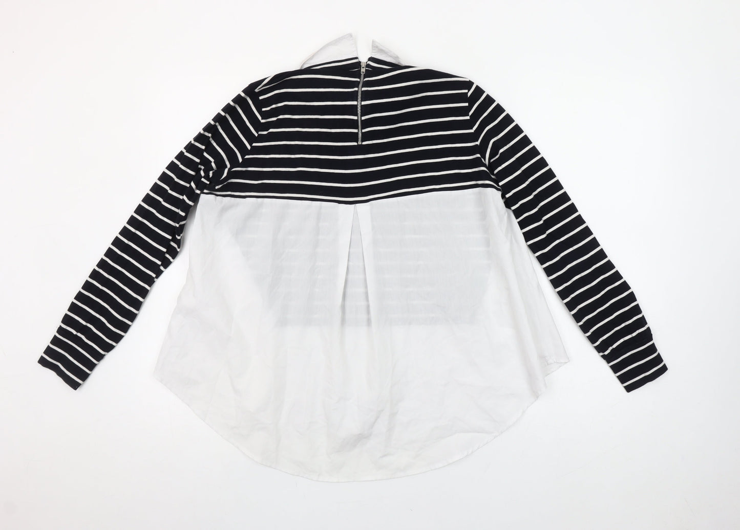 French Connection Women’s Black Striped Collared Blouse Size S