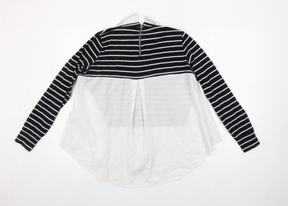 French Connection Women’s Black Striped Collared Blouse Size S