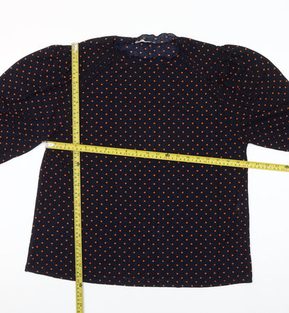 Zara Woman Blue Polka Dot Puff Sleeve Blouse Size S
