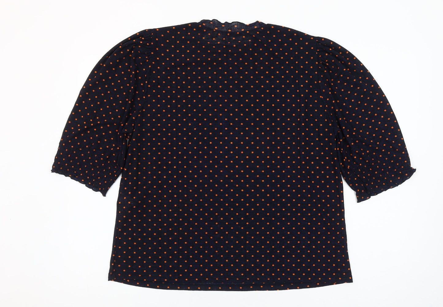Zara Woman Blue Polka Dot Puff Sleeve Blouse Size S