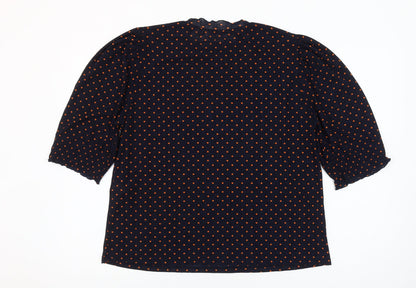 Zara Woman Blue Polka Dot Puff Sleeve Blouse Size S