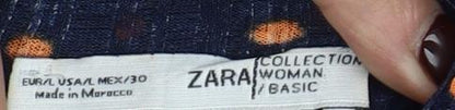 Zara Woman Blue Polka Dot Puff Sleeve Blouse Size S