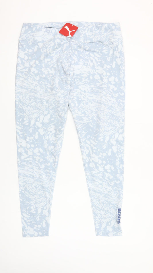 Puma Womens Blue XL Activewear Leggings Slim Fit Cotton Stretch