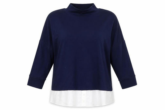 French Connection Women’s Blue White Colourblock Tunic Blouse Size S