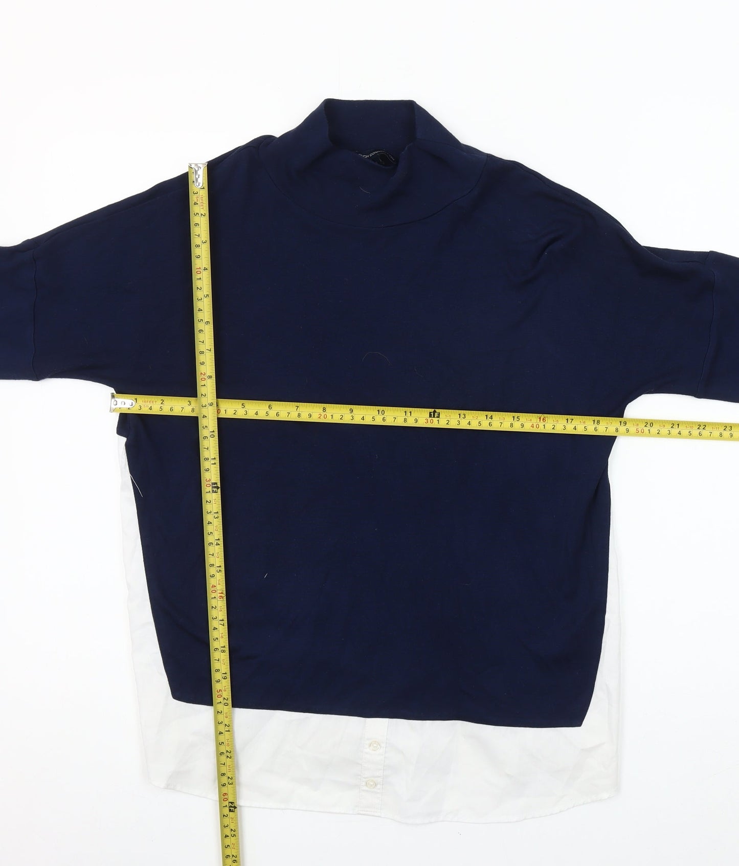 French Connection Women’s Blue White Colourblock Tunic Blouse Size S
