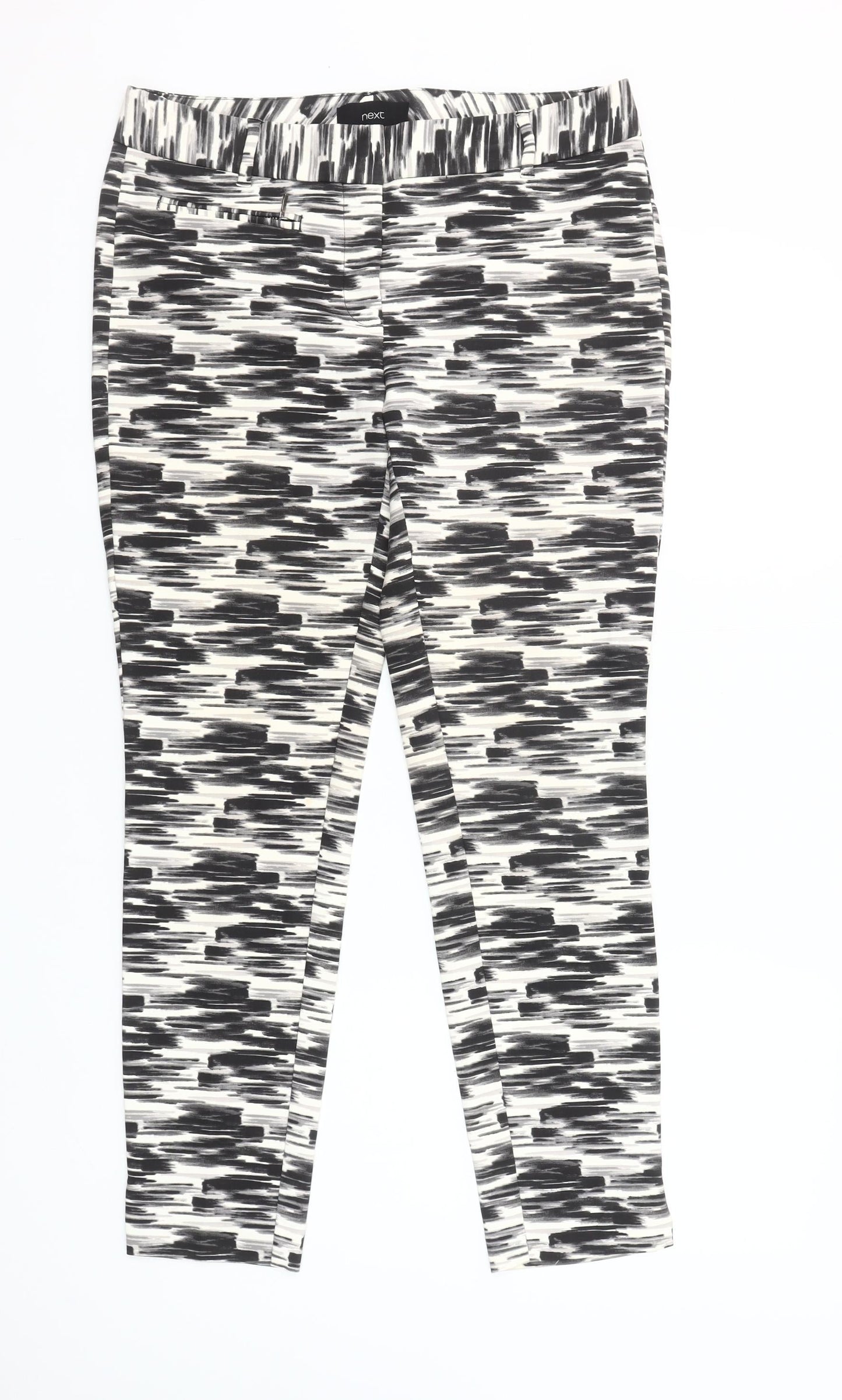 Next Women’s Black Geometric Slim Fit Stretch Trousers Size 10