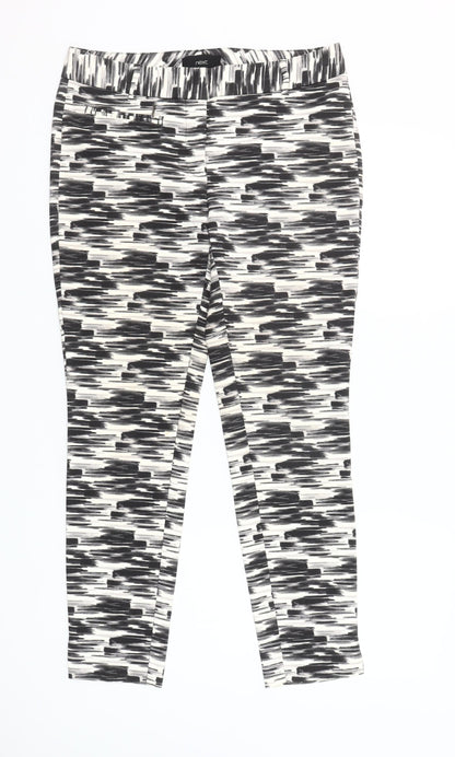 Next Women’s Black Geometric Slim Fit Stretch Trousers Size 10